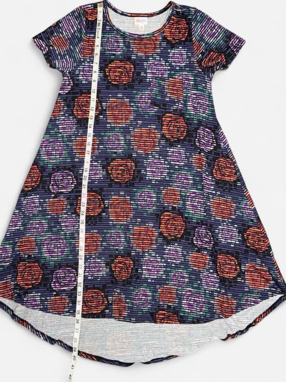 LulaRoe Carly Black and Purple Rose High-Low Sundress - Picture 4 of 4